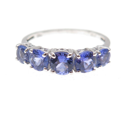Chuck Clemency 925 Sterling Silver Real Round-Cut Tanzanite Ring Size 8.25