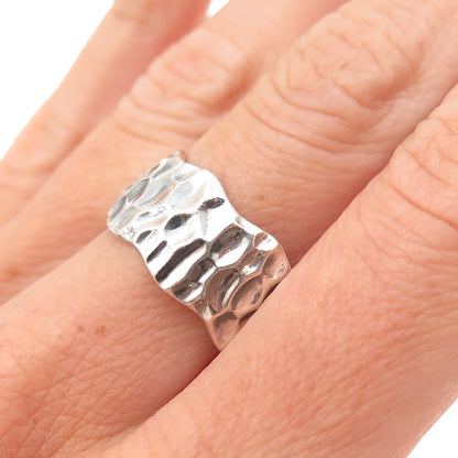 Marie Jennifer 925 Sterling Silver Vintage Modernist Wide Band Ring Size 7.5
