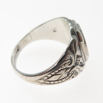 SK&F 925 Sterling Vintage 1974 Enamel Immaculate Conception School Ring Size 8.5