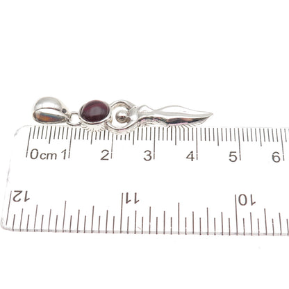 925 Sterling Silver Vintage Real Garnet Fertility Moon Goddess Charm Pendant