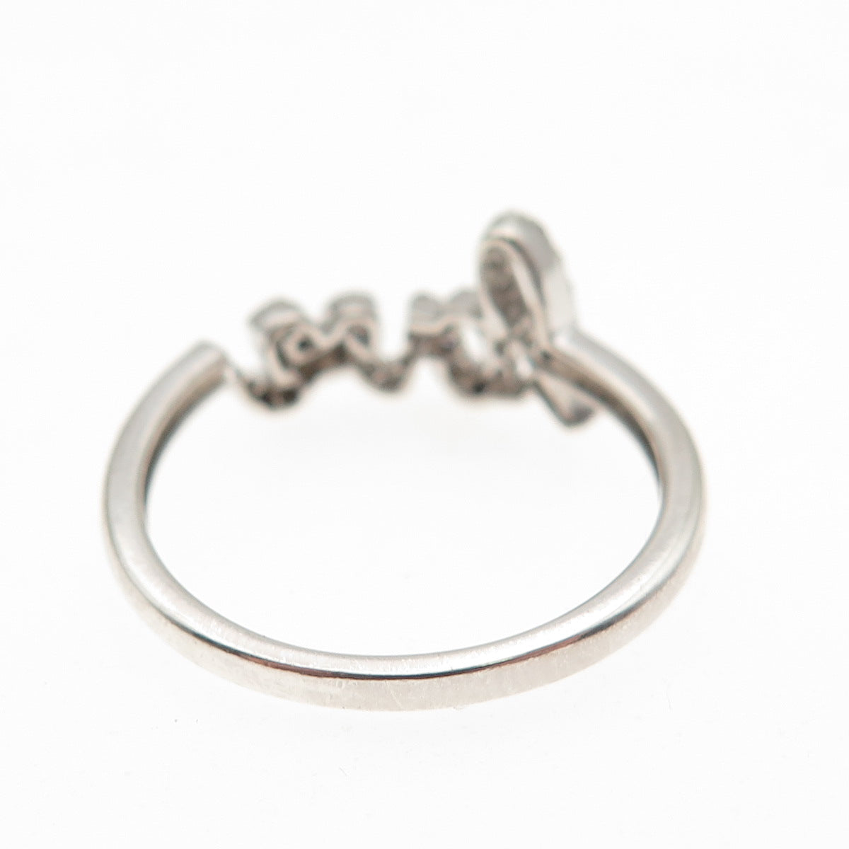 925 Sterling Silver Real Round-Cut Diamond Love Ring Size 7