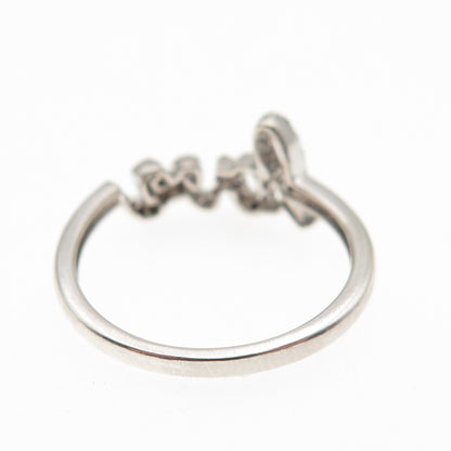 925 Sterling Silver Real Round-Cut Diamond Love Ring Size 7