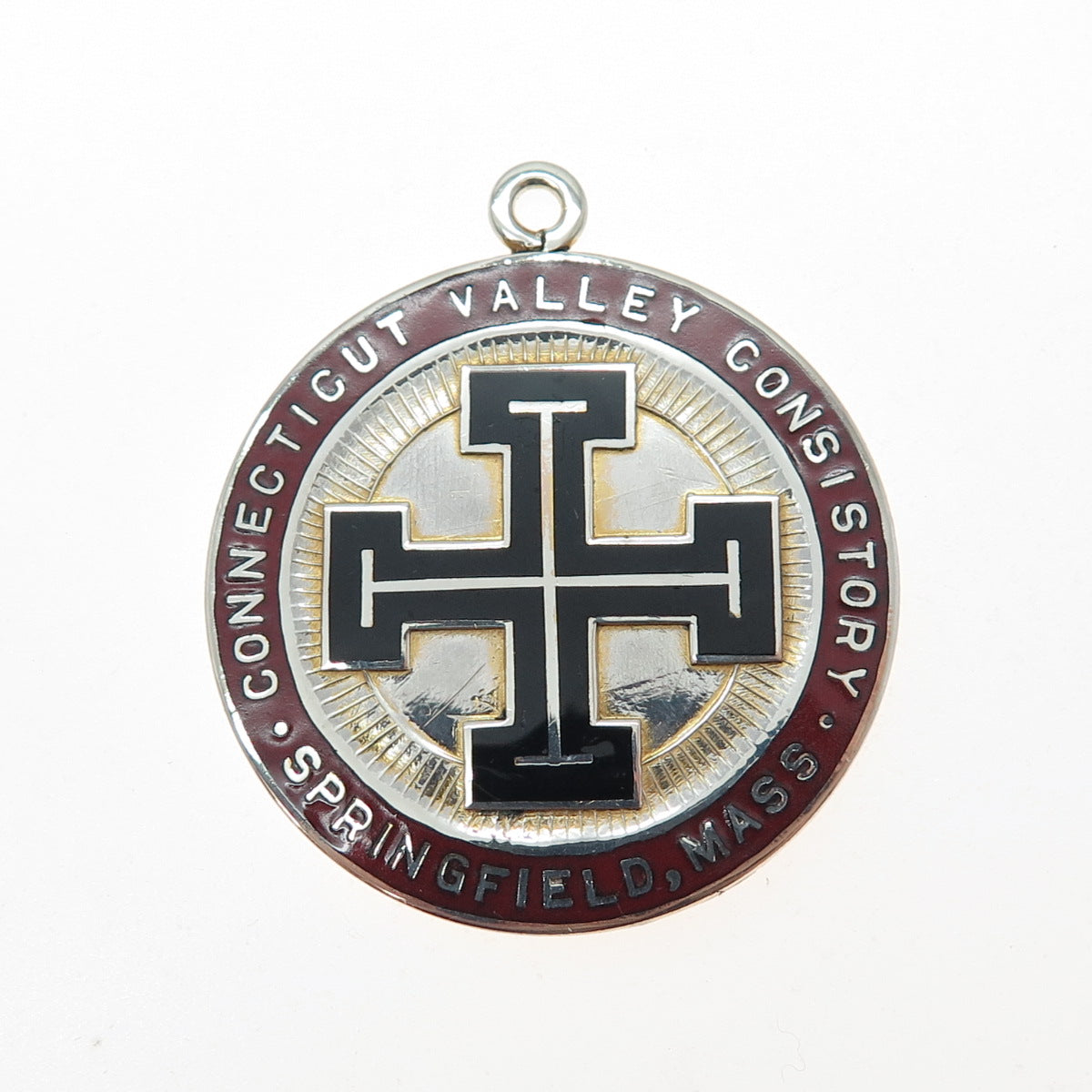 ROBBINS CO. 925 Sterling Gold Plated Vintage Enamel CT Valley Consistory Pendant