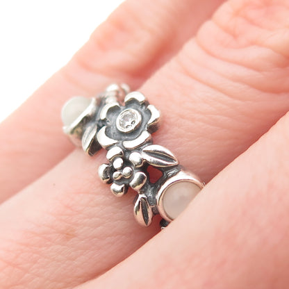 Pandora 925 Sterling Silver Real Multi-Gem & C Z Nature's Serenity Ring Size 5.5