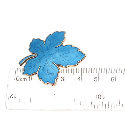 Meka 925 Sterling Silver Gold Plated Vintage Denmark Enamel Floral Pin Brooch