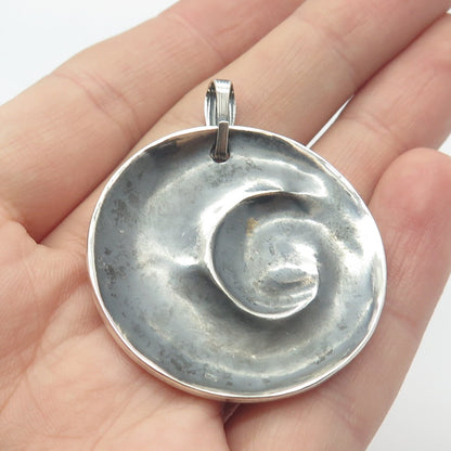 925 Sterling Silver Vintage Snake Tail Round Pendant