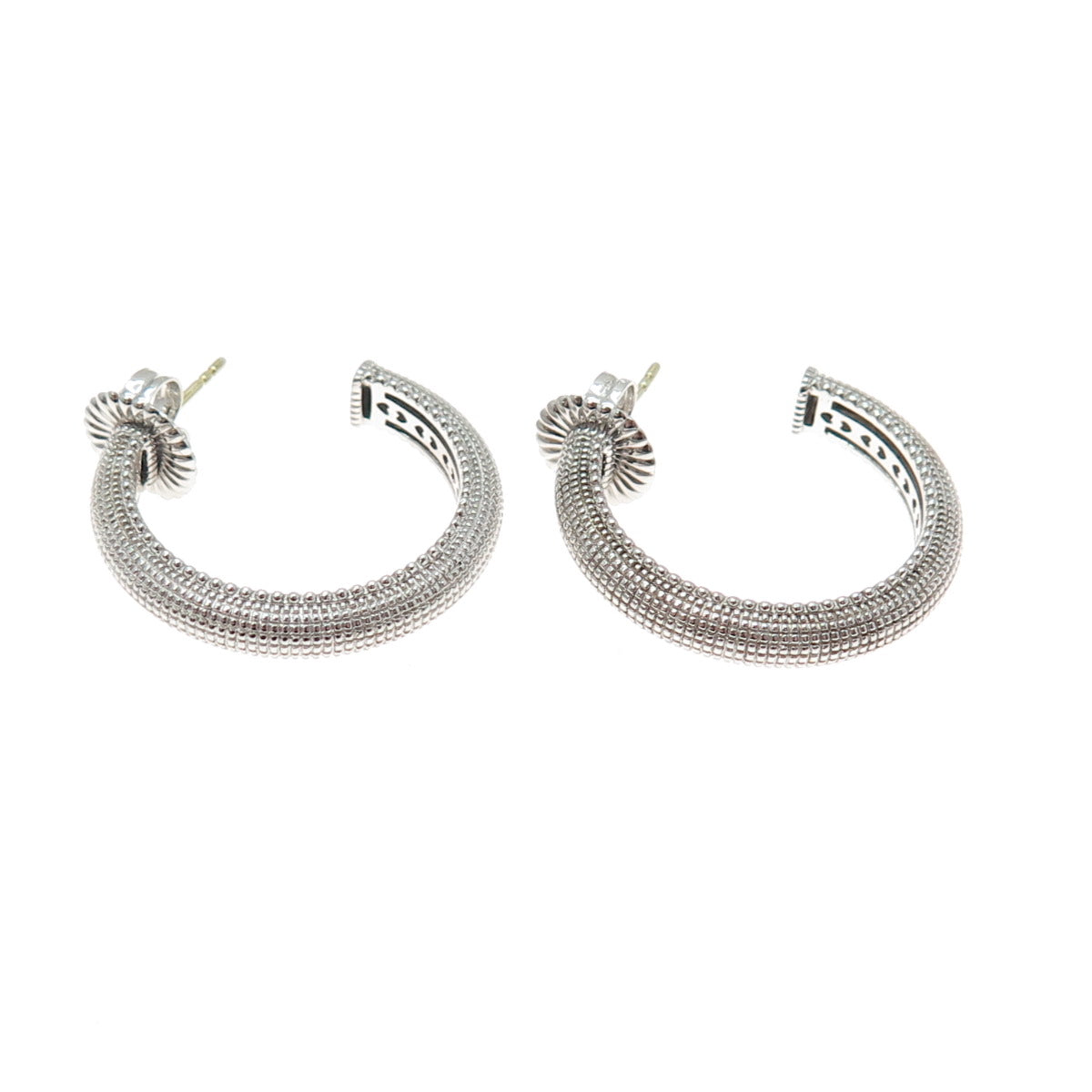 JUDITH RIPKA 925 Sterling Silver & 18K Gold Posts Vintage Hoop Earrings