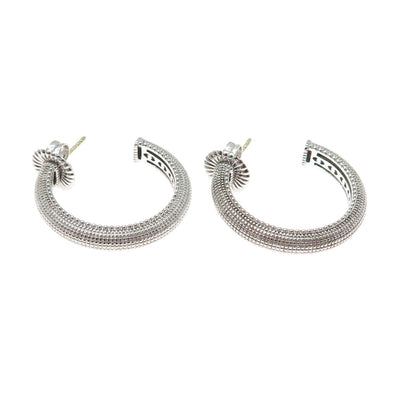 JUDITH RIPKA 925 Sterling Silver & 18K Gold Posts Vintage Hoop Earrings