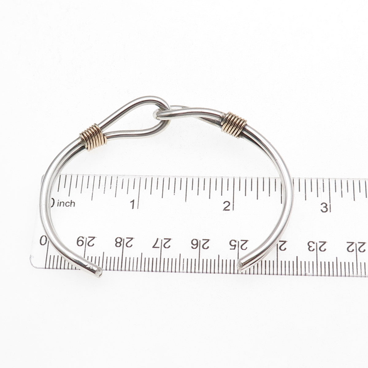 925 Sterling Silver Gold Filled Vintage Interlocked Adjustable Cuff Bracelet 6"