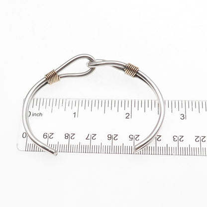 925 Sterling Silver Gold Filled Vintage Interlocked Adjustable Cuff Bracelet 6"