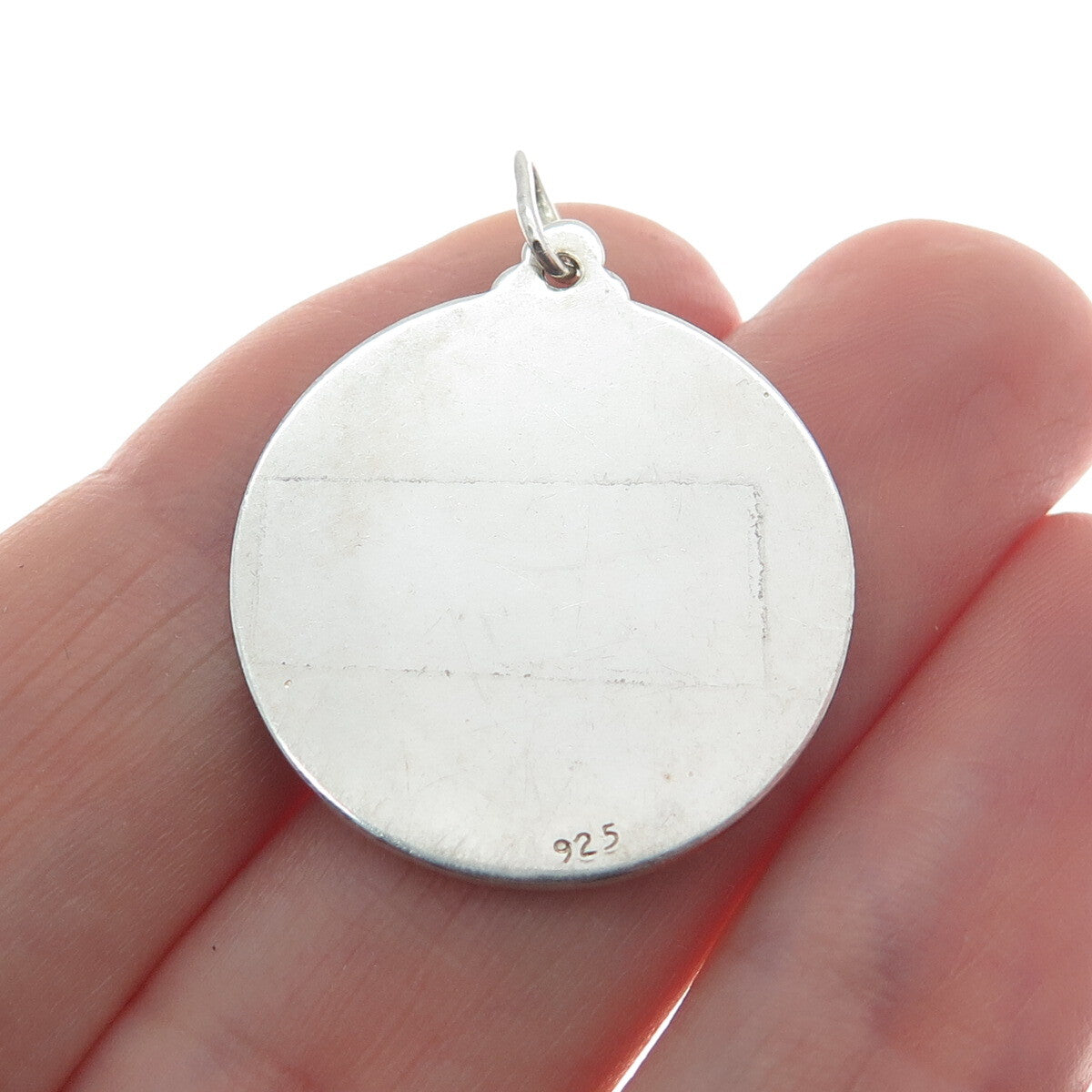 925 Sterling Silver Vintage "Madre Number 1" Textured Round Pendant