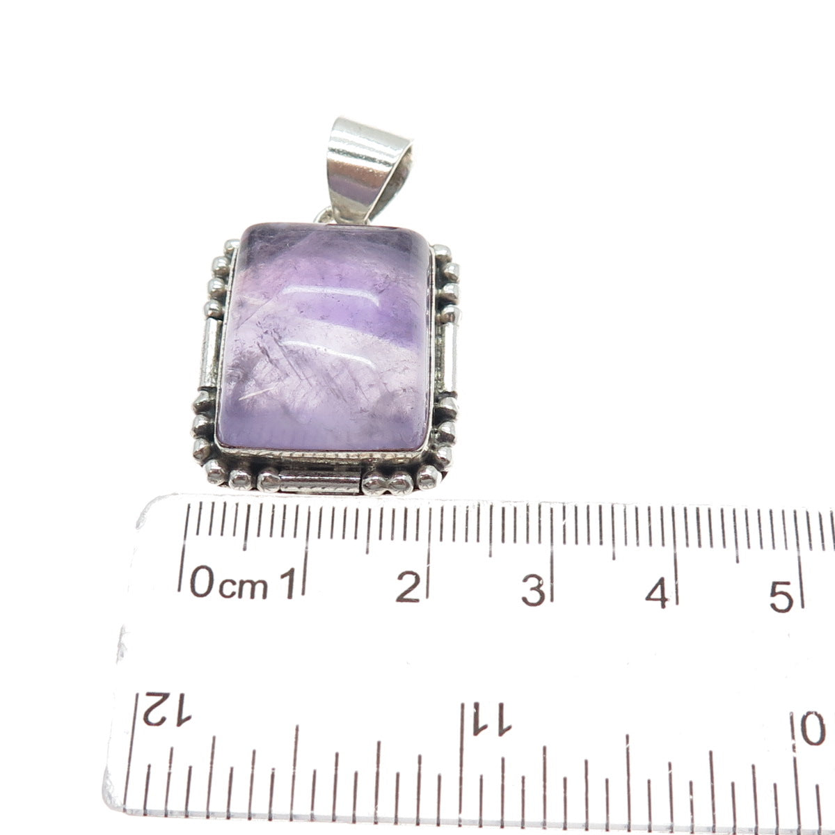 925 Sterling Silver Vintage Real Amethyst Beaded Charm Pendant
