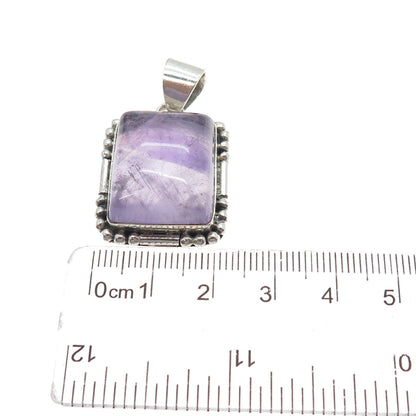 925 Sterling Silver Vintage Real Amethyst Beaded Charm Pendant
