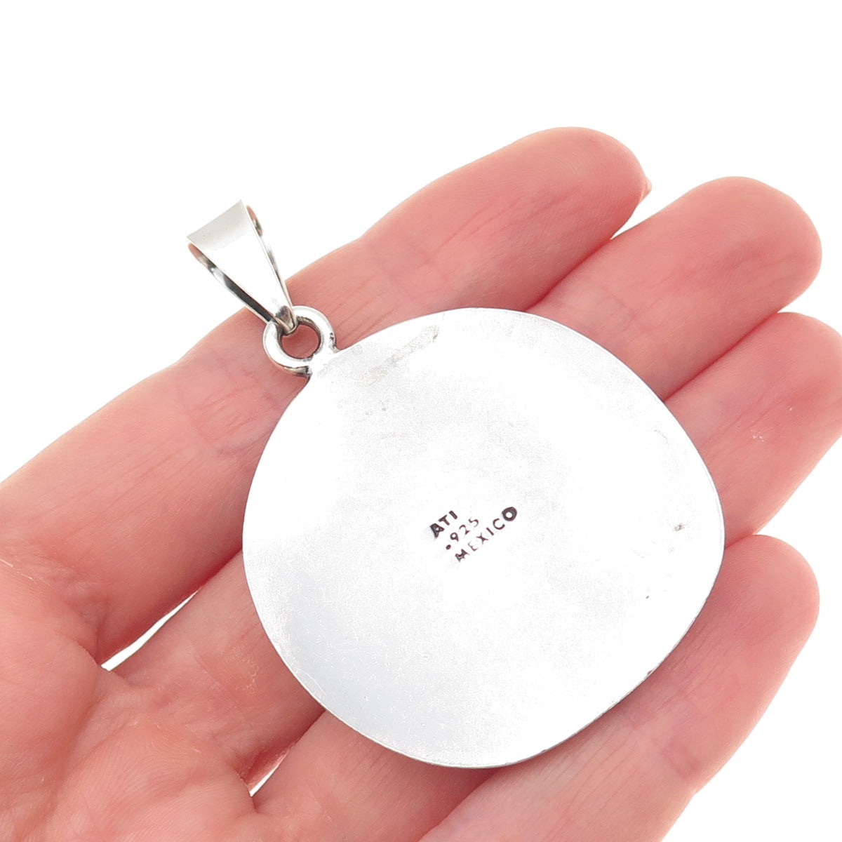 ANNIKA WITT 925 Sterling Silver Vintage Mexico Sand Dollar Oxidized Pendant