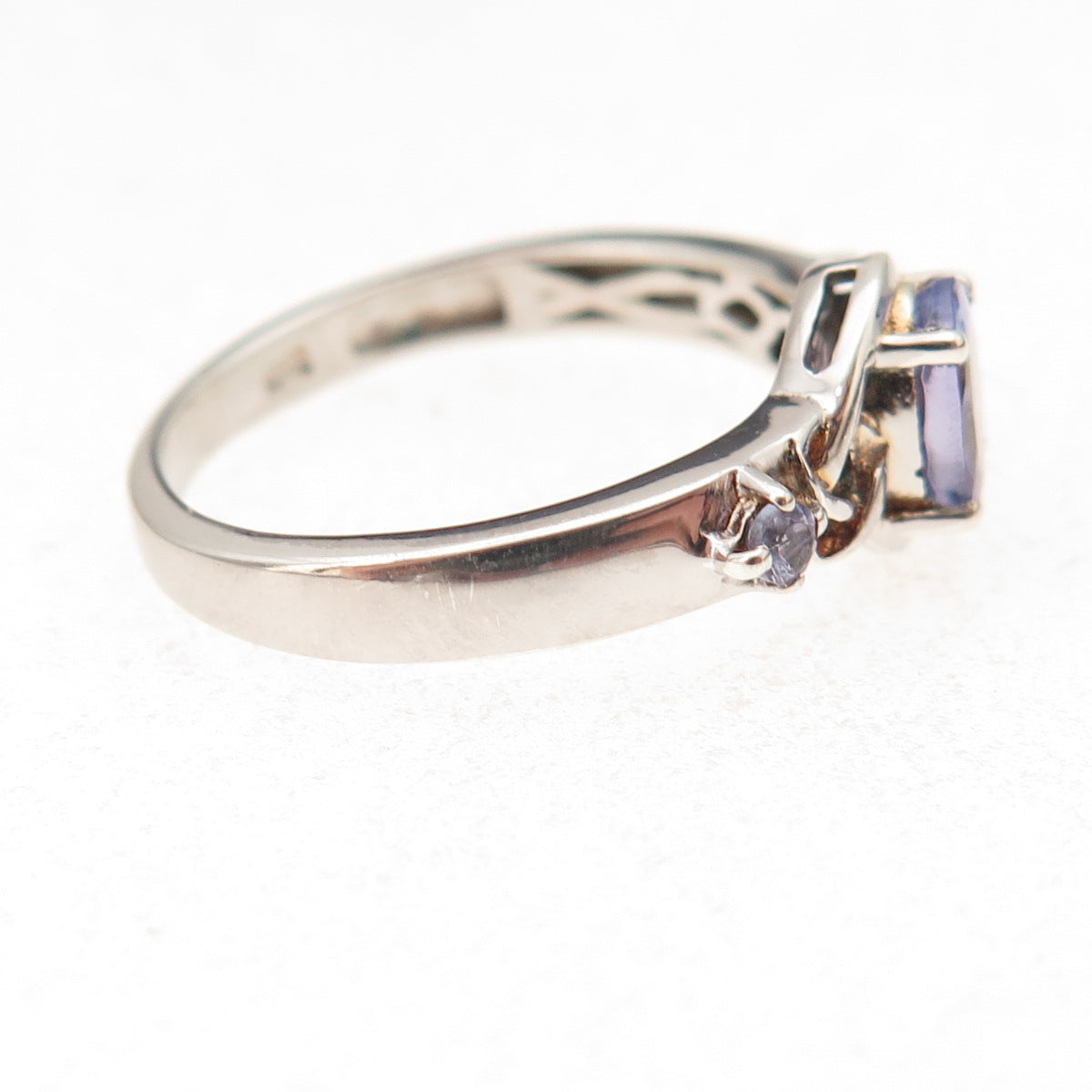 Chuck Clemency 925 Sterling Silver Real Tanzanite Heart Knot Ring Size 8.25