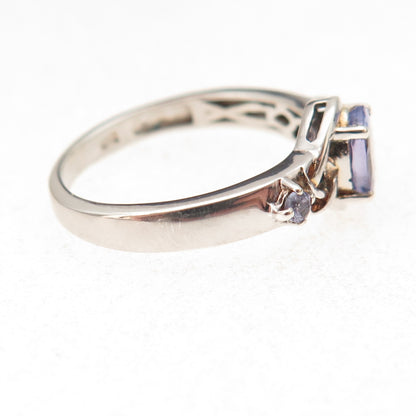 Chuck Clemency 925 Sterling Silver Real Tanzanite Heart Knot Ring Size 8.25