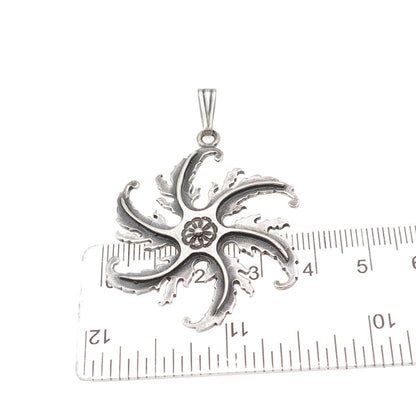 IC James Craig 925 Sterling Silver Vintage Modernist Floral Charm Pendant