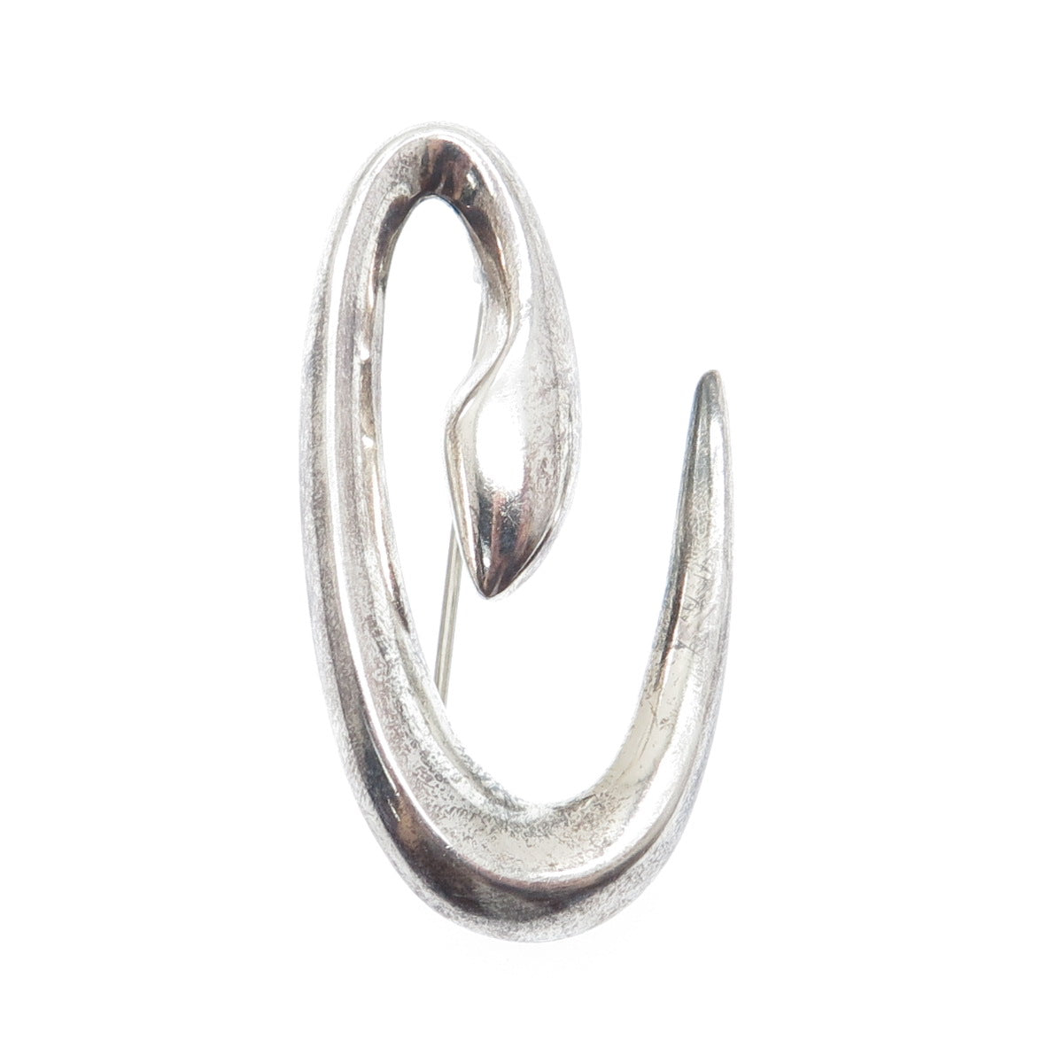 925 Sterling Silver Vintage Modernist Letter "C" Initial Oxidized Pin Brooch