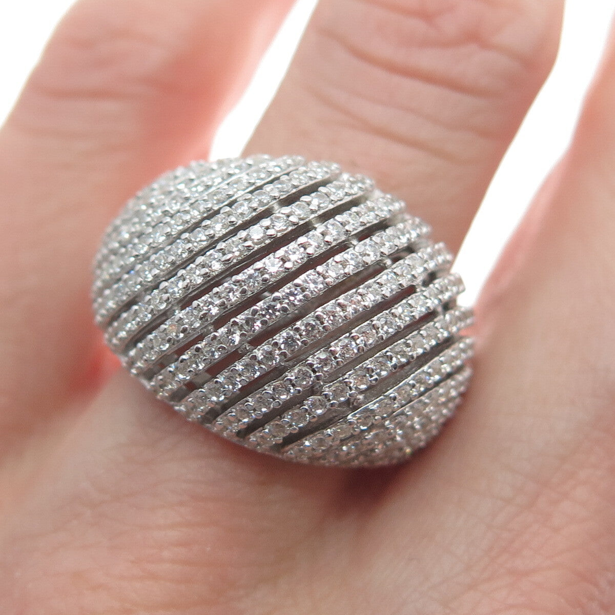 925 Sterling Silver Round-Cut C Z Sparkle Dome Ring Size 8.25