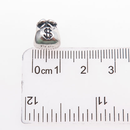PANDORA 925 Sterling Silver Money Bag Slide Bead Charm