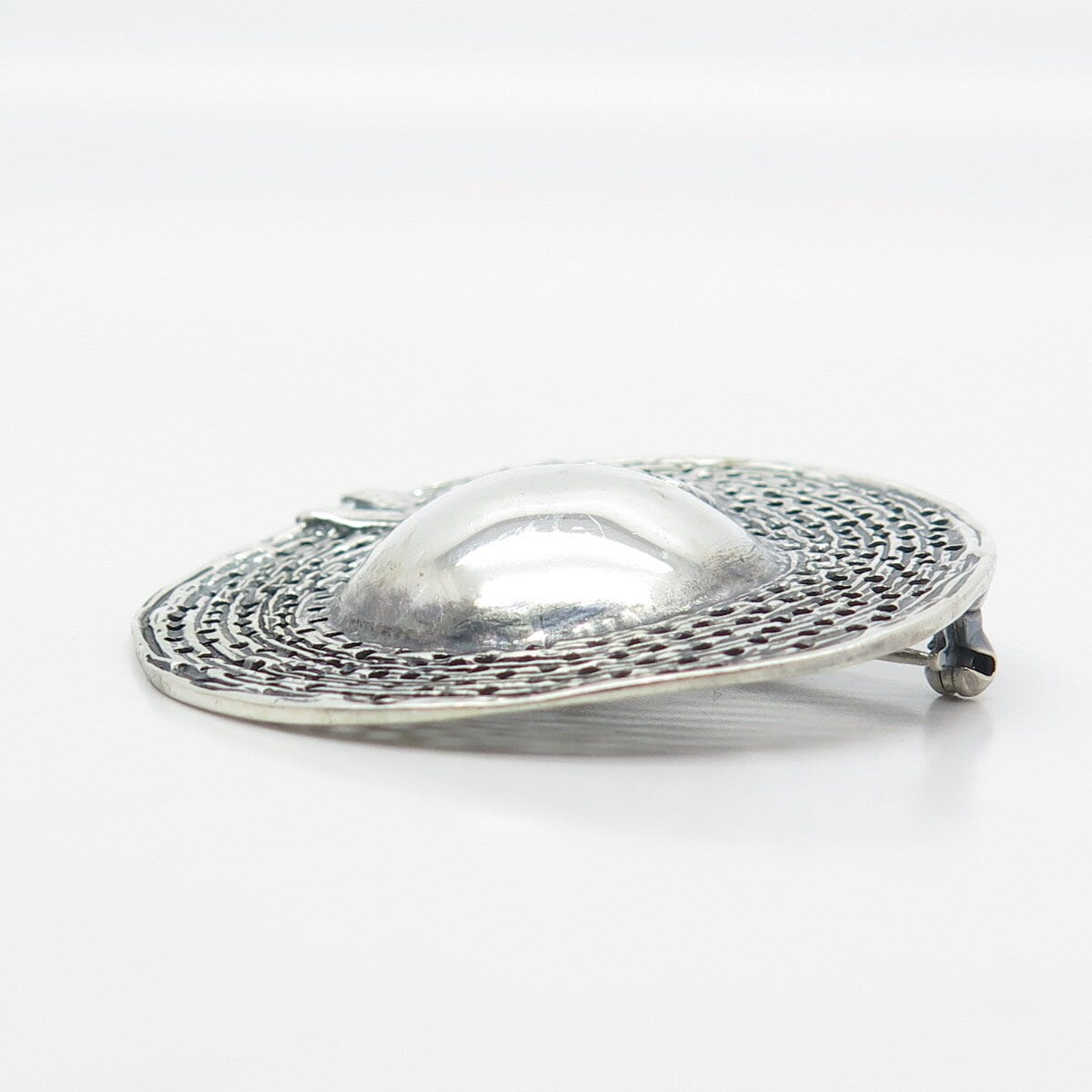 925 Sterling Silver Vintage Lady's Hat w/ Flower Pin Brooch