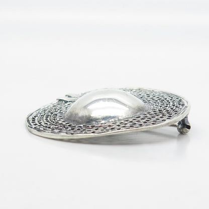 925 Sterling Silver Vintage Lady's Hat w/ Flower Pin Brooch