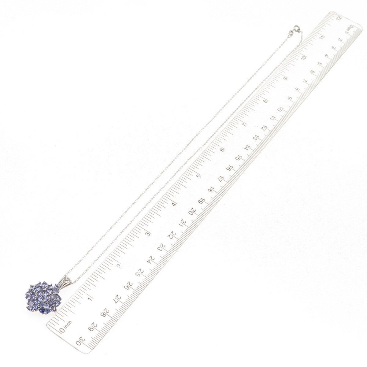 Chuck Clemency 925 Sterling Real Tanzanite White Topaz Cable Chain Necklace 20"