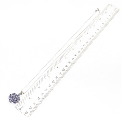 Chuck Clemency 925 Sterling Real Tanzanite White Topaz Cable Chain Necklace 20"
