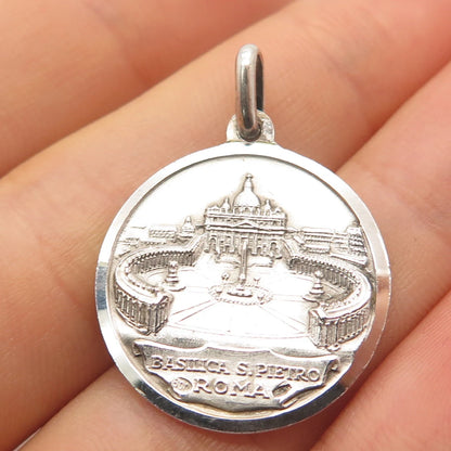 800 Silver Vintage Roma Pope Paulus VI Pontifex Max. Medal Pendant