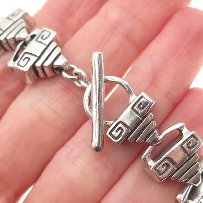 LISA JENKS 925 Sterling Silver Vintage Modernist Link Oxidized Bracelet 6.5"
