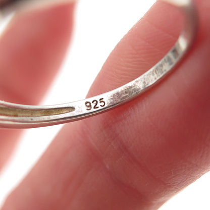 925 Sterling Silver Vintage Real Sapphire & C Z Ring Size 8.25