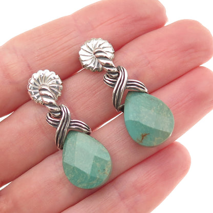 Carolyn Pollack Sterling Silver Vintage Real Turquoise Infinity Dangle Earrings