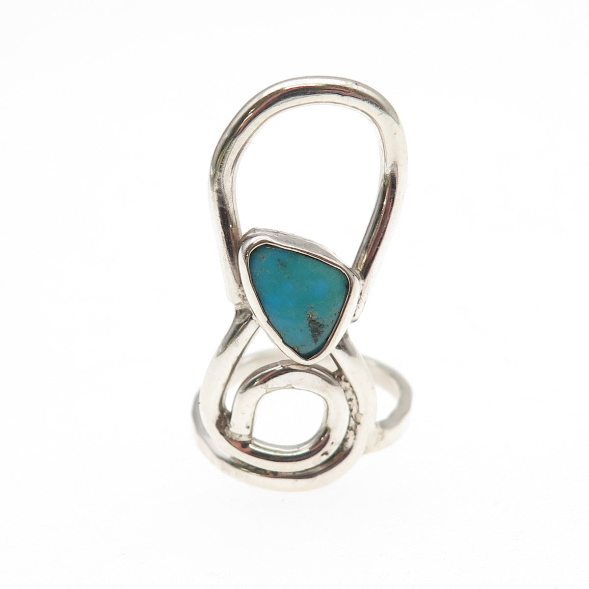 Old Pawn 925 Sterling Silver Vintage Southwestern Turquoise Tribal Ring Size 5
