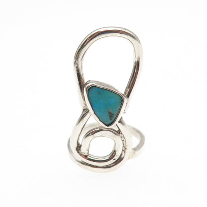 Old Pawn 925 Sterling Silver Vintage Southwestern Turquoise Tribal Ring Size 5