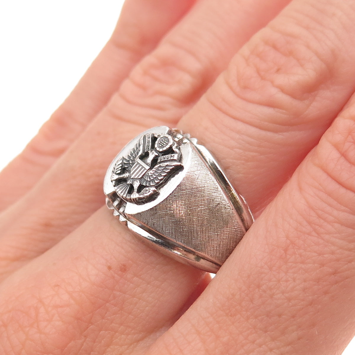 Dee Bee 925 Sterling Silver Antique WWII US Army Military Signet Ring Size 10
