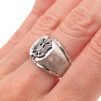 Dee Bee 925 Sterling Silver Antique WWII US Army Military Signet Ring Size 10