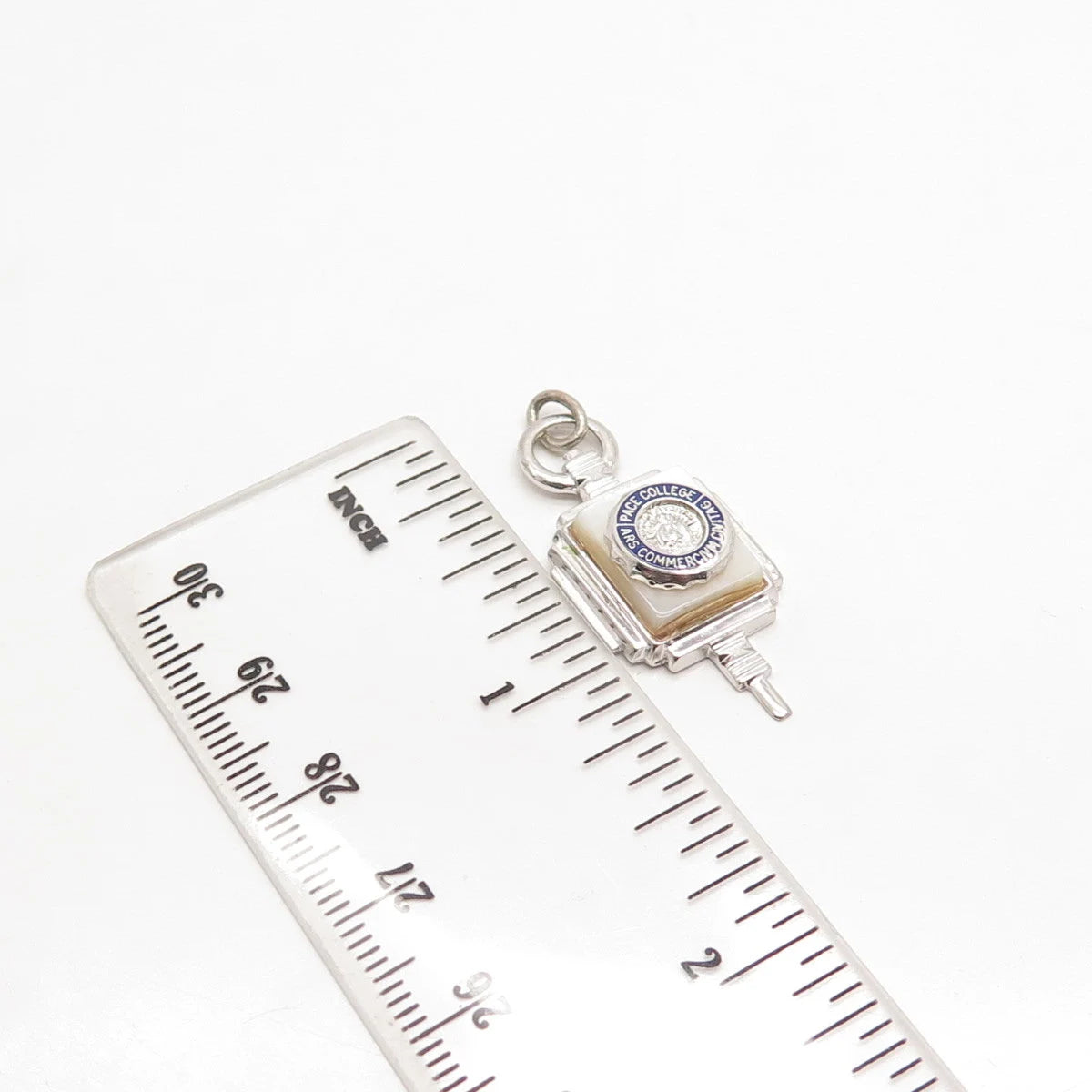 925 Sterling Silver Real Mother-of-Pearl & Enamel Pace College Pendant