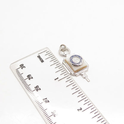 925 Sterling Silver Real Mother-of-Pearl & Enamel Pace College Pendant