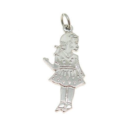 925 Sterling Silver Vintage Summer Girl Charm Pendant