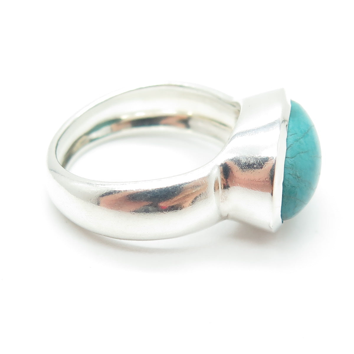 925 Sterling Silver Vintage Real Turquoise Gemstone Ring Size 7