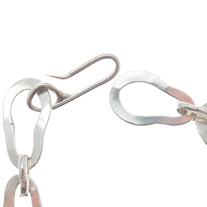 SARA B. 925 Sterling Silver Vintage Modernist Bean Link Bracelet 7.25"