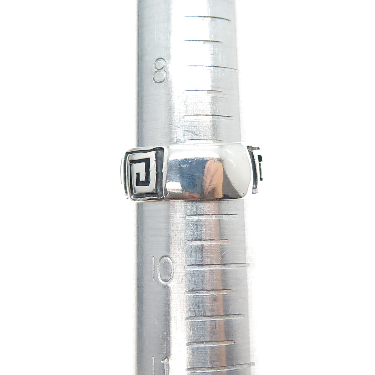 925 Sterling Silver Vintage Greek Maze Oxidized Band Ring Size 9.25