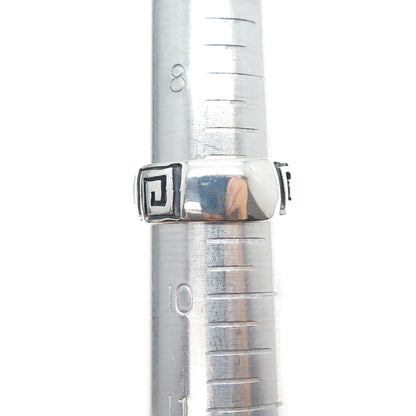 925 Sterling Silver Vintage Greek Maze Oxidized Band Ring Size 9.25