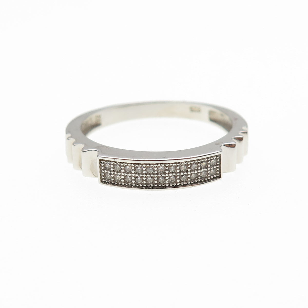 925 Sterling Silver Round-Cut C Z Band Ring Size 10