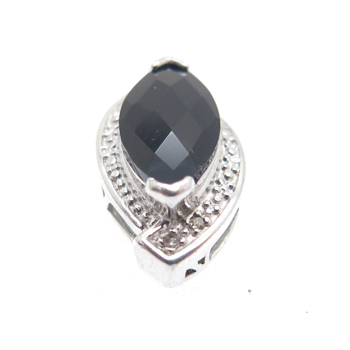 NEVADA 925 Sterling Silver Real Diamond & Black Spinel Minimalist Pendant