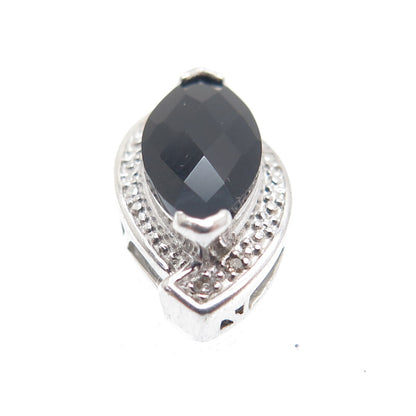NEVADA 925 Sterling Silver Real Diamond & Black Spinel Minimalist Pendant
