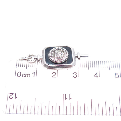 COLLEGE SEAL & CREST 925 Sterling Vintage Real Onyx Mt. St. Mary College Pendant