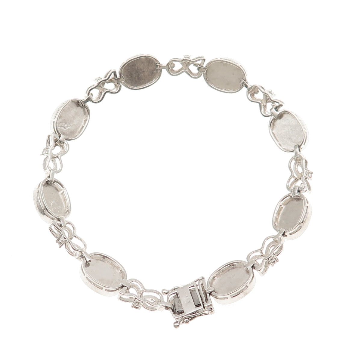 JH YOUNG 925 Sterling Silver Real Larimar & C Z Infinity Link Bracelet 7.75"