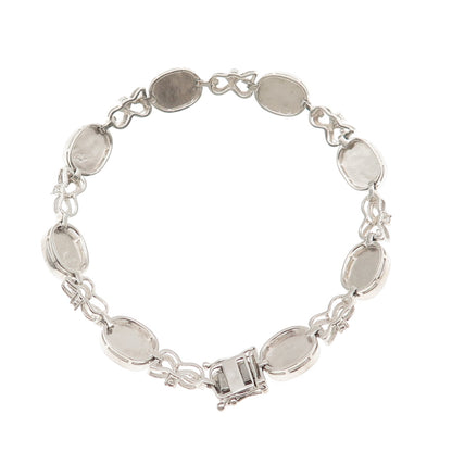 JH YOUNG 925 Sterling Silver Real Larimar & C Z Infinity Link Bracelet 7.75"