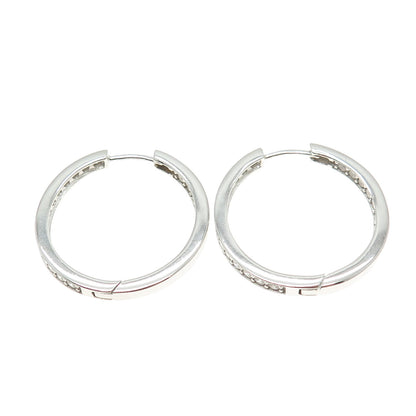 DEE BERKLEY JEWELRY 925 Sterling Silver Round-Cut Shaped C Z Huggie Earrings